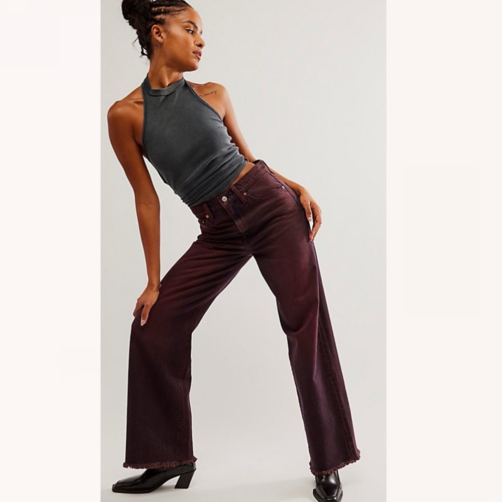 BOGO! Free People X Levi's Ribcage Wide-Leg Jeans Cherry Cordial Size 27